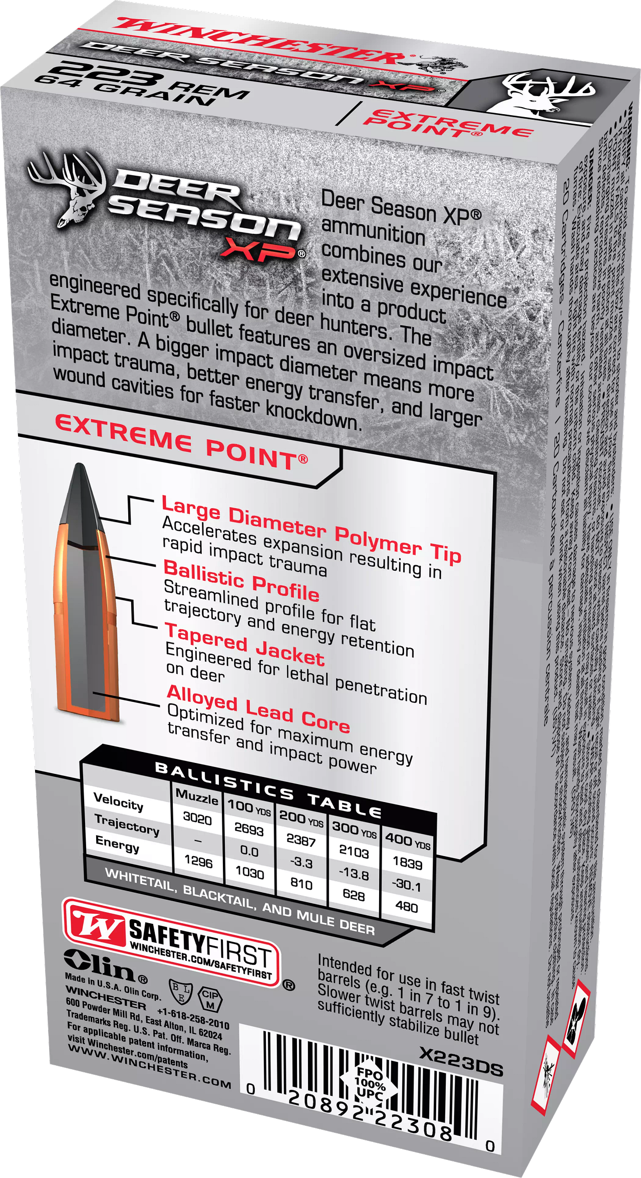 Winchester 223 Rem Ammo Deer Season XP X223DS 64 grn 100 rds-img-2