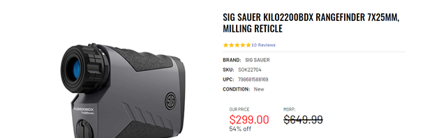 Sig Sauer Kilo 2200 BDX Laser Rangefinder 