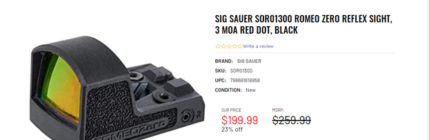 Sig Sauer SOR01300 Romeo Zero Reflex Sight Sig Sauer SOR01300 Romeo Zero Reflex Sight